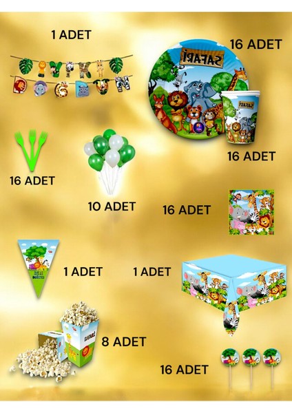 16 Kişilik Safari Temalı Ultra Lüx Set - Doğum Günü Parti ve Eğlenceli Etkinlikler fiyatları