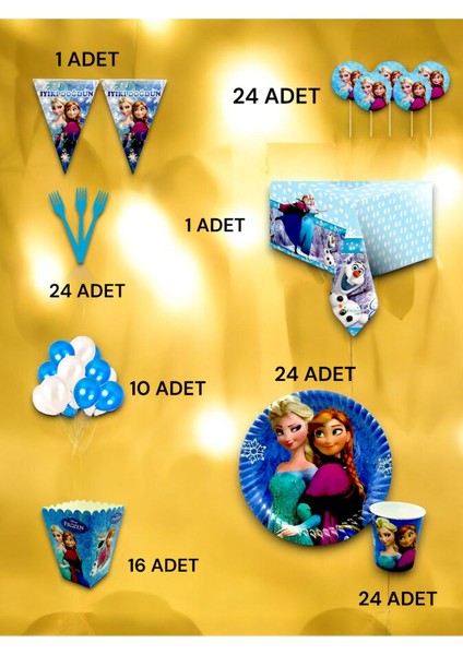 24 Kişilik Frozen Temalı Lüx Set - Doğum Günü Parti ve Eğlenceli Etkinlikler fiyatları
