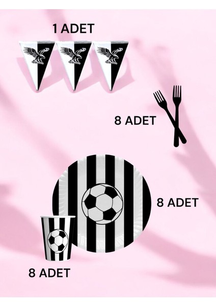 8 Kişilik Siyah Beyaz Taraftar S Paket - Doğum Günü Parti ve Eğlenceli Etkinlikler fiyatları