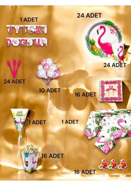 24 Kişilik Flamingo Temalı Ultra Lüx Set - Doğum Günü Parti ve Eğlenceli Etkinlikler fiyatları