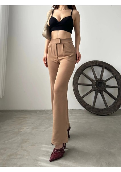 Kadın Full Esnek Rahat Kumaş Cırt Kapama Palazzo Pantolon indirimleri