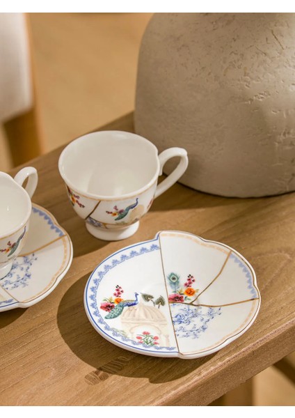 Ekru Baskılı 2 Kişilik Porselen Kahve Fincan Takımı 90 ml indirimleri