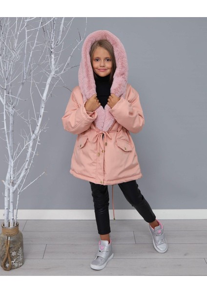 Kız Çocuk Yaka Tak Çıkar Ithal Kürklü Kapişonlu Içi Peluş Su Geçirmez Mont fiyatları