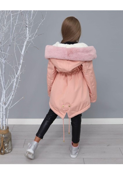 Kız Çocuk Yaka Tak Çıkar Ithal Kürklü Kapişonlu Içi Peluş Su Geçirmez Mont fırsatları