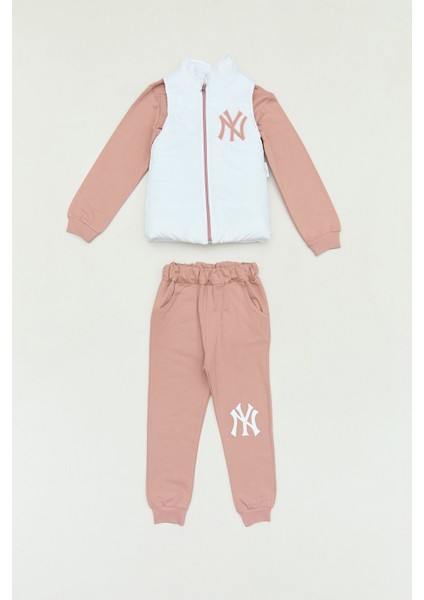 Ny Nakışlı Yelekli 3 Lü Jogger Erkek Çocuk Takım modelleri