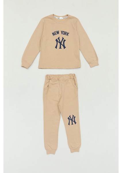 Ny Nakışlı Yelekli 3 Lü Jogger Erkek Çocuk Takım