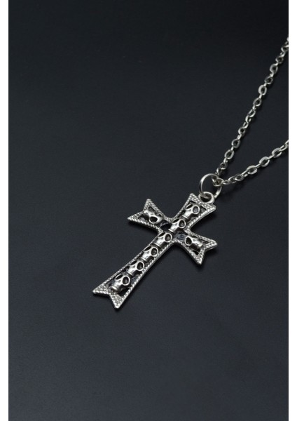 Kuru Kafalı Haç Düz Zincir Kolye modelleri