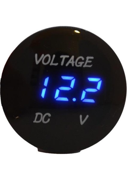 12V-24V DİJİTAL VOLTMETRE (BOMBELİ TİP) (MAVİ IŞIK) (28 MM)