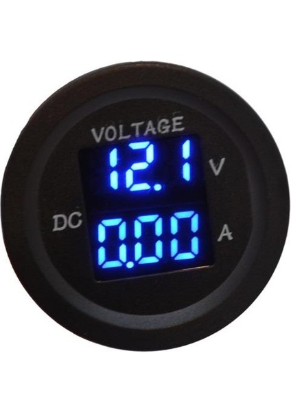 12V-48V DİJİTAL VOLTMETRE+AMPERMETRE (0-10 A) (MAVİ IŞIK) (28 MM)