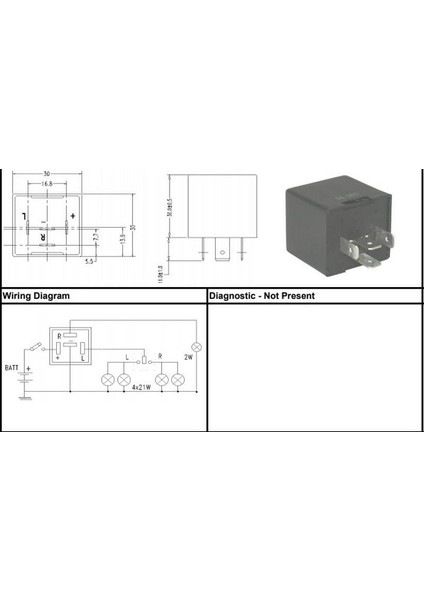 12V Elektronik Flaşör 4 Uçlu (+ - L R) (Küçük Tipi) (Ikazlı) Renault