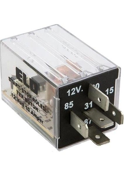 12V Start-Stop Rölesi 5 Uçlu 10 A (Çift Platin) (Kalıcı) (-) Tetik