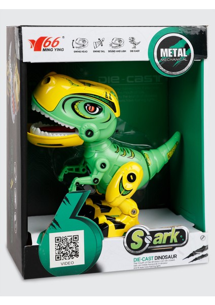 Metal Sesli Işıklı Dinazor Yeşil