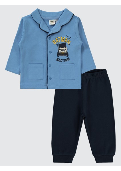 Erkek Bebek Pijama Takımı 6-18 Ay Açık Indigo