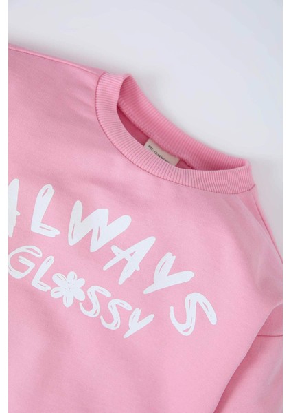 Kız Bebek Bisiklet Yaka Baskılı Sweatshirt D8548A525SP