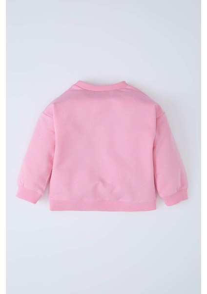 Kız Bebek Bisiklet Yaka Baskılı Sweatshirt D8548A525SP