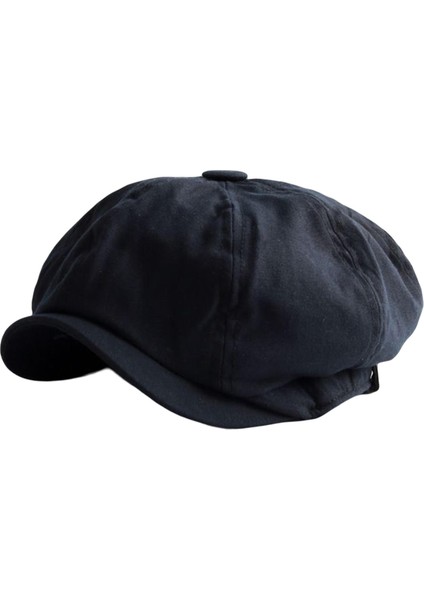 Retro Style Mens Newsboy Şapka Visor Sekizgen Şapka Kabin Kabuğu Tatil Için L -Boyutu Siyah (Yurt Dışından)
