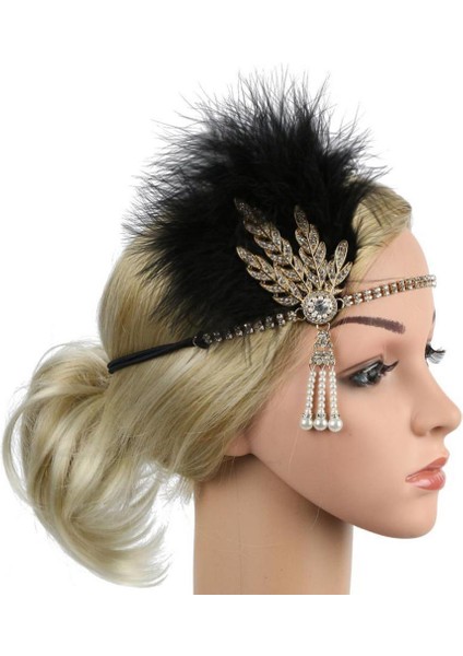 Vintage Bandı Tüylü Fascinator Kırmızı (Yurt Dışından)