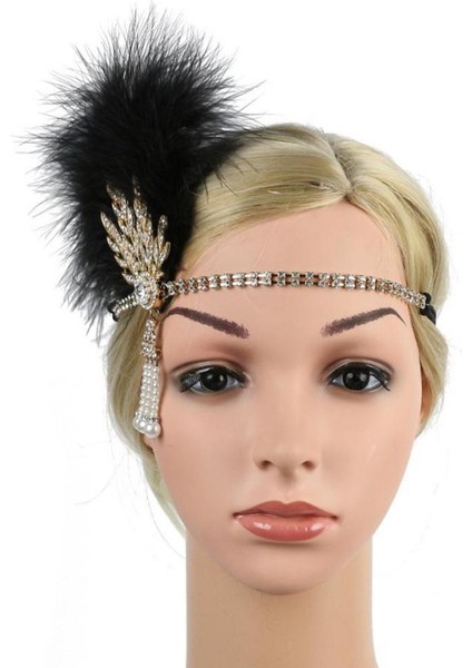 Vintage Bandı Tüylü Fascinator Kırmızı (Yurt Dışından)