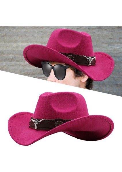 Cowgirl Şapkası Nefes Alabilir Sıradan Kovboy Şapkası Kadınlar Için Erkekler Kısa Geziler Pembe (Yurt Dışından)
