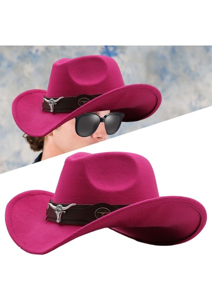 Cowgirl Şapkası Nefes Alabilir Sıradan Kovboy Şapkası Kadınlar Için Erkekler Kısa Geziler Pembe (Yurt Dışından)