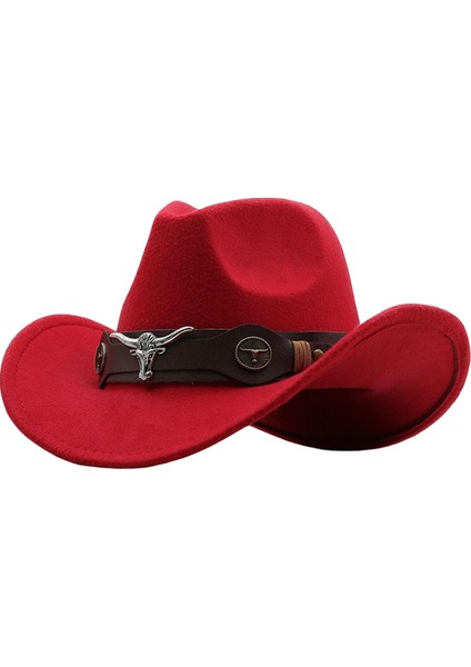 Cowgirl Şapkası Nefes Alabilir Sıradan Kovboy Şapkası Kadınlar Için Erkekler Kısa Geziler Kırmızı (Yurt Dışından)