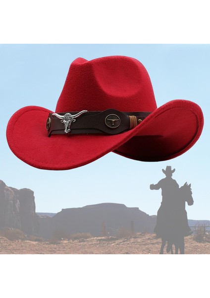 Cowgirl Şapkası Nefes Alabilir Sıradan Kovboy Şapkası Kadınlar Için Erkekler Kısa Geziler Kırmızı (Yurt Dışından)
