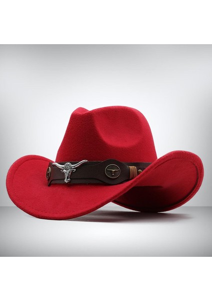 Cowgirl Şapkası Nefes Alabilir Sıradan Kovboy Şapkası Kadınlar Için Erkekler Kısa Geziler Kırmızı (Yurt Dışından)