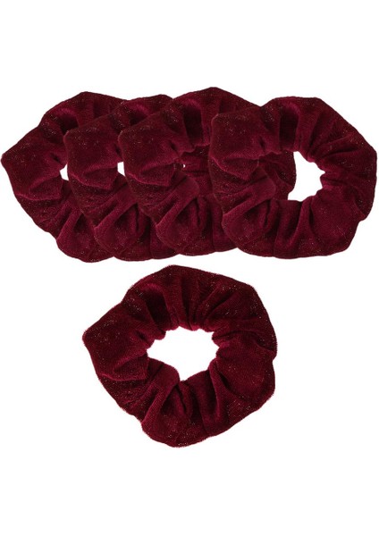 5'li Kadife Scrunchies Aksesuar Bordo (Yurt Dışından)