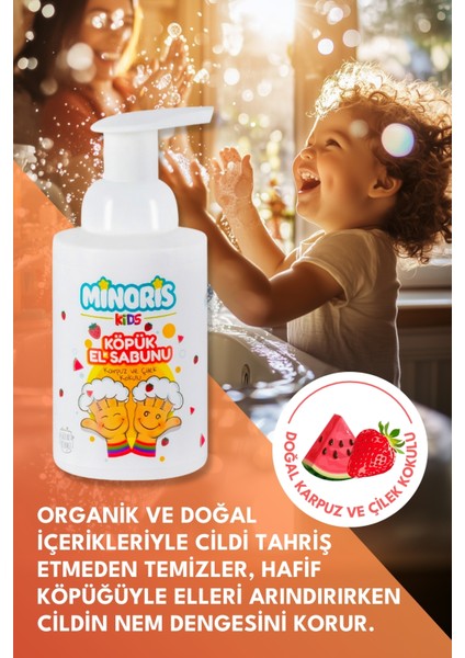 Kids Organik Köpük El Sabunu Karpuz Çilek Kokulu 300 ml