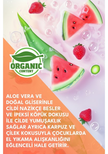 Kids Organik Köpük El Sabunu Karpuz Çilek Kokulu 300 ml