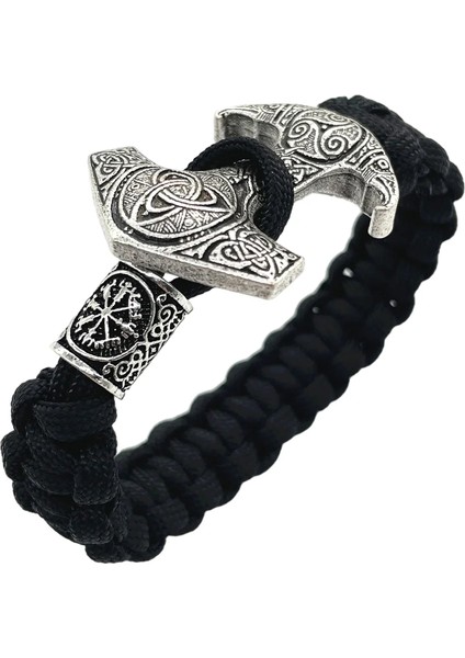 21CM Tarzı Uruz Odin Raven Vikingos Thor Çekiç Mjolnir Triskele Trinity Vikingo Erkekler Bilezik Vegvisir Pusula Valknut Runes Boncuk Takı (Yurt Dışından) fiyatları
