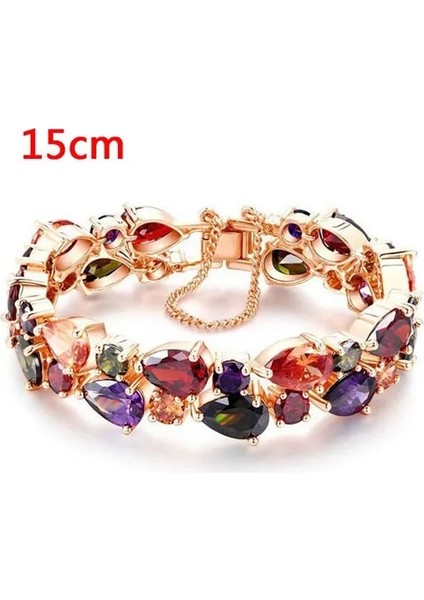 15CM Manxiuni Kadınlar Için En Li Bilezik Pulseira Noiva Feminina Altın Pileli Temizle Kübik Zirkon Bilezik Bilezik Gelin Hediyesi (Yurt Dışından)