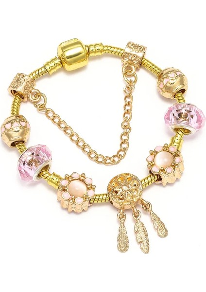 17CM Tarzı Altın Rengi8 Altın Kristal Aşk Kalp Charm Bilezikler ve Bilezikler Altın Rengi Kadınlar Için Güzel Bilezikler Mücevherat Pulseira Feminina (Yurt Dışından)