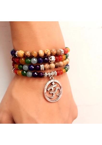 7 Çakra Şifa Denge Bilezik Resim Taş Mücevher Yoga Reiki Namaz Taş Charm Boncuk Bilezik Çok Katmanlı Bileklik Kadın Erkek (Yurt Dışından)