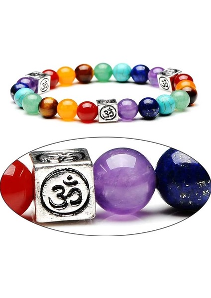 Strand Bilezikler G Yeni Renkli Taş Boncuk Bilezik Yoga Çakra Bilezik Kadın Erkek Hint Şifa Takı Şanslı Dua 7 Çakra Takı Için Bilezik (Yurt Dışından)