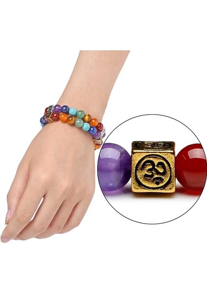 Strand Bilezikler G Yeni Renkli Taş Boncuk Bilezik Yoga Çakra Bilezik Kadın Erkek Hint Şifa Takı Şanslı Dua 7 Çakra Takı Için Bilezik (Yurt Dışından)