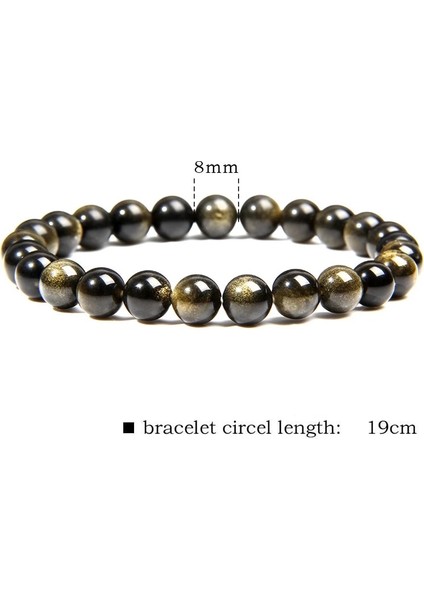 19CM Tarzı 6mm Siyah Altın Obsidyen Boncuklu Streç Bilezikler Doğal Taş Boncuk Bilezik Bilezik Kadın Erkek Çiftler Için Enerji Takı (Yurt Dışından) fiyatları