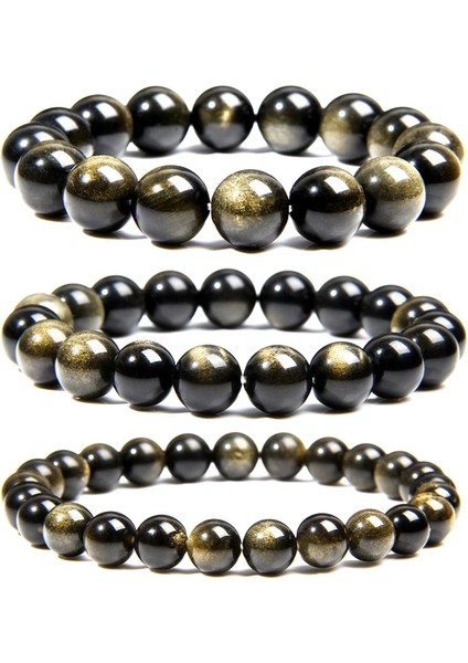19CM Tarzı 6mm Siyah Altın Obsidyen Boncuklu Streç Bilezikler Doğal Taş Boncuk Bilezik Bilezik Kadın Erkek Çiftler Için Enerji Takı (Yurt Dışından) fırsatları