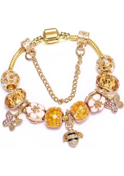 17CM Tarzı Altın Rengi8 Altın Kristal Aşk Kalp Charm Bilezikler ve Bilezikler Altın Rengi Kadınlar Için Güzel Bilezikler Mücevherat Pulseira Feminina (Yurt Dışından)