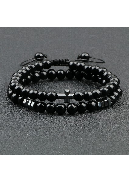 Siyah Mat Et Obsidyen Taş Bilezik Erkekler Siyah Lav Hematit Çapraz Boncuk Bileklik Kadınlar Charm Doğal Taş Paryer Takı Pulseras (Yurt Dışından) fiyatları