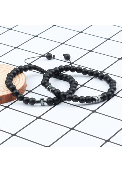 Siyah Mat Et Obsidyen Taş Bilezik Erkekler Siyah Lav Hematit Çapraz Boncuk Bileklik Kadınlar Charm Doğal Taş Paryer Takı Pulseras (Yurt Dışından) indirimleri