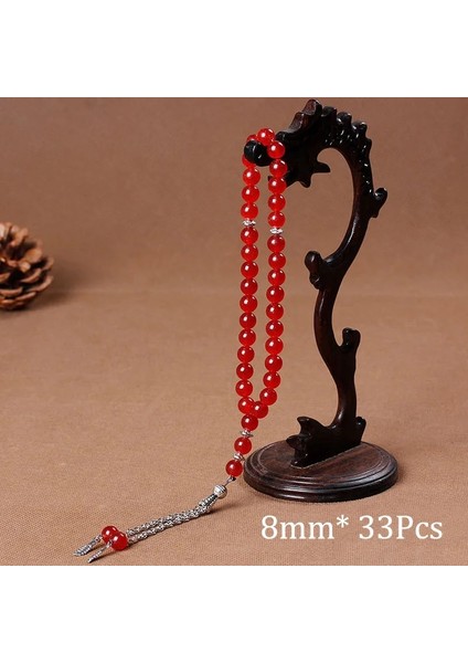 Yabancı 8mm Doğal Taş Siyah Akik Boncuk Püskül Kolye 33 Tesbih Islam Müslüman Tesbih Allah Muhammed Tespih Kadın Erkek Için (Yurt Dışından) indirimleri