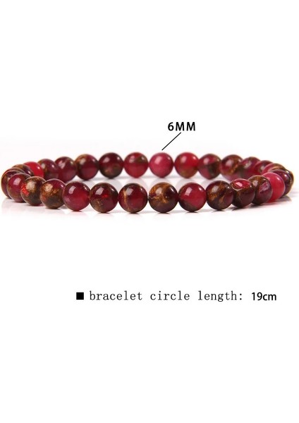 19CM Tarzı 7.yaldıztaşı Kırmızı Bilezik Doğal Taş 6 mm Boncuk Bilezik Kadın Erkek Streç Elastik Halat Reiki Kristal Jades Agates Pulsera Takı Hediye (Yurt Dışından)