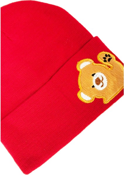 Akrilik Ayıcık Figürlü Çocuk Bere Açık Kırmızı fiyatları