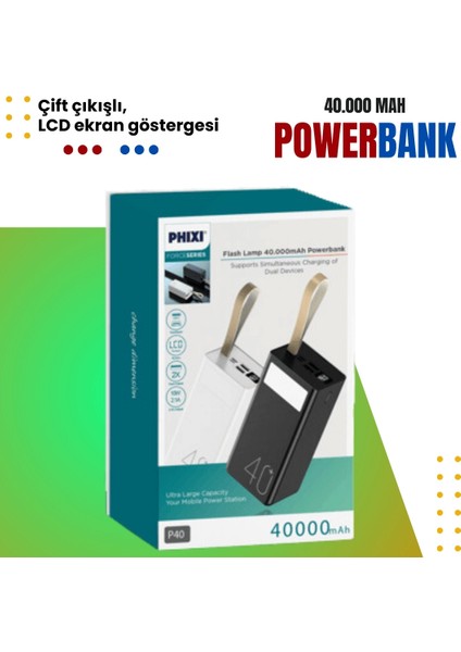 Force P40 40.000MAH LCD Göstergeli Çift Çıkışlı Powerbank - Uzun Süreli Güç ve Şık Tasarım