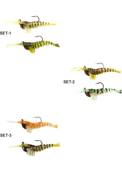 Magic Shrimp 2li Set 3D Silikon Karides 50MM 3.7gr Suni Yem