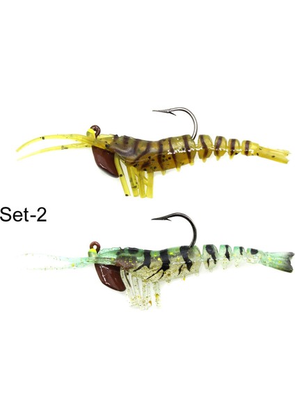 Magic Shrimp 2li Set 3D Silikon Karides 50MM 3.7gr Suni Yem modelleri