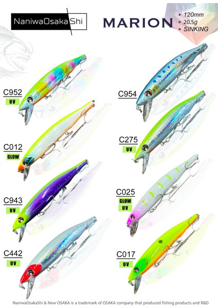 Naniwa Osaka Shi Marıon 120MM 20,5gr Sinking Maket Yem