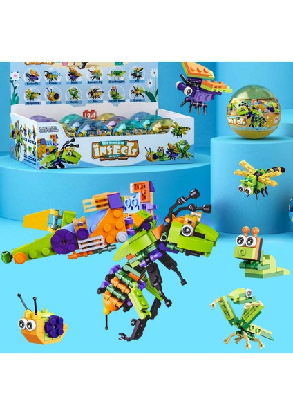 Erkek Çocuğun Birleştirilmiş Küçük Parçacık Yapı Taşları 12 Böcek Gashapon Oyuncak Seti (12 Parça) (Yurt Dışından) fiyatları