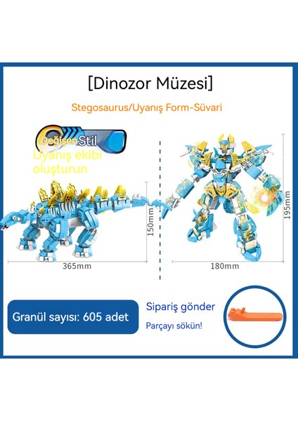 Hyodontosaurus Küçük Parçacık Yapı Taşı Deformasyon Robot Dinozor Müzesi Modeli Yapı Taşı Montaj Oyuncak (Yurt Dışından)